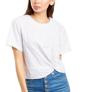 Veronica Beard White and Blue Striped Crop Top